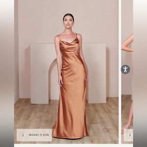 REVELRY- Skye Satin Dress in Copper